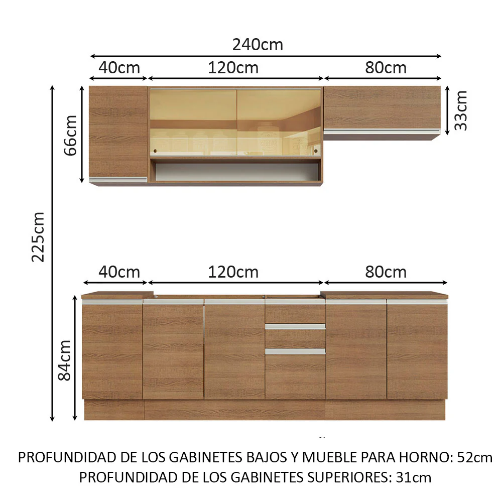 Combo completo de Cocina 240cm Marrón Glamy Madesa 03 - Image 2