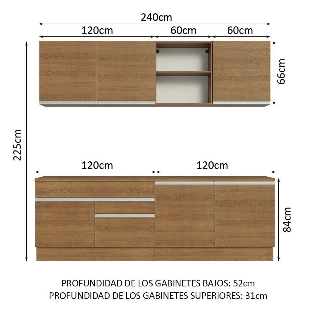 Combo completo de Cocina 240cm Marrón Glamy Madesa 06 - Image 2