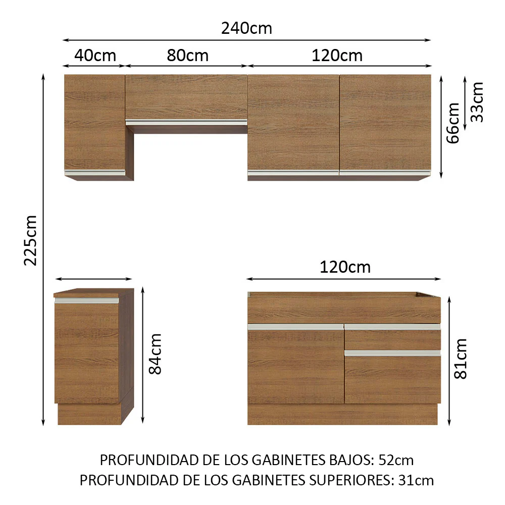 Combo completo de Cocina 240cm Marrón Glamy Madesa 07 - Image 2