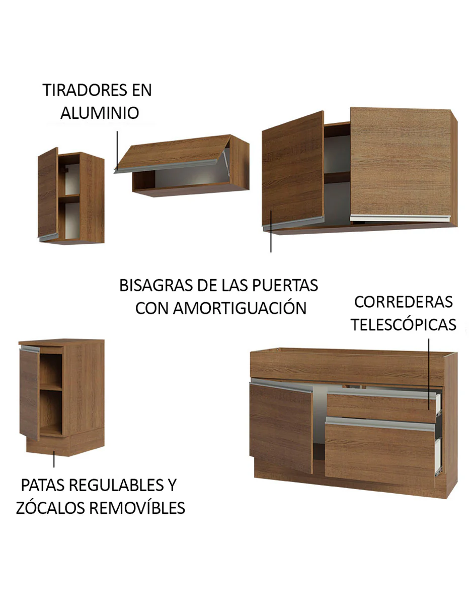 Combo completo de Cocina 240cm Marrón Glamy Madesa 07 - Image 4