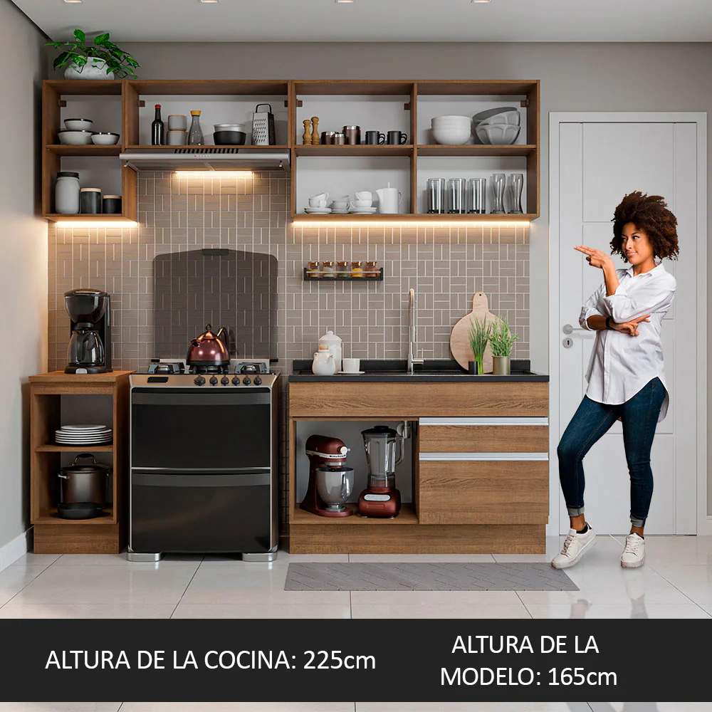 Combo completo de Cocina 240cm Marrón Glamy Madesa 07 - Image 5