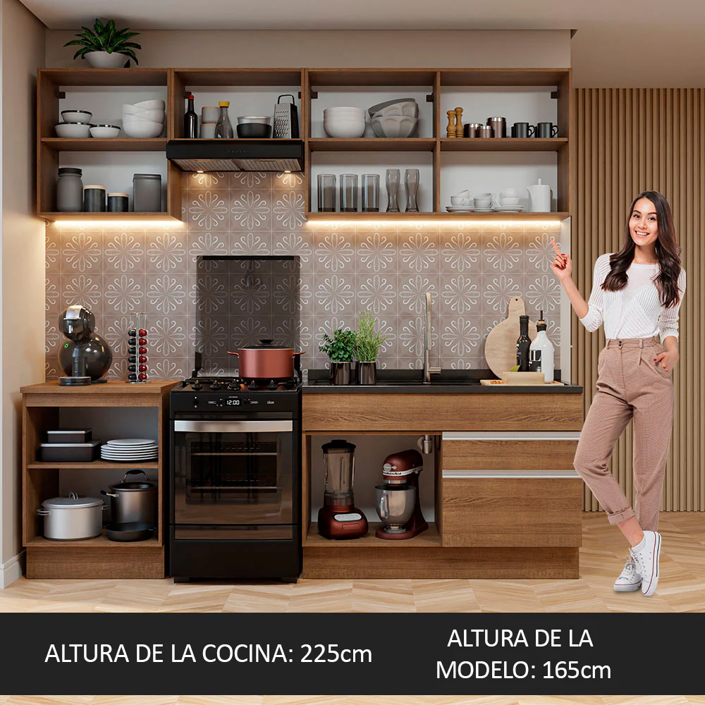 Combo completo de Cocina 240cm Marrón Glamy Madesa 08 - Image 5