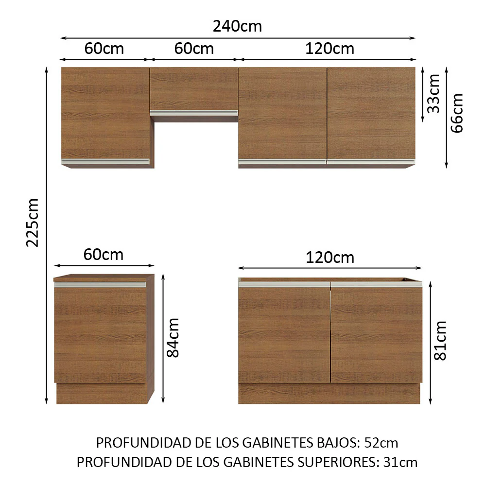 Combo completo de Cocina 240cm Marrón Glamy Madesa 09 - Image 3