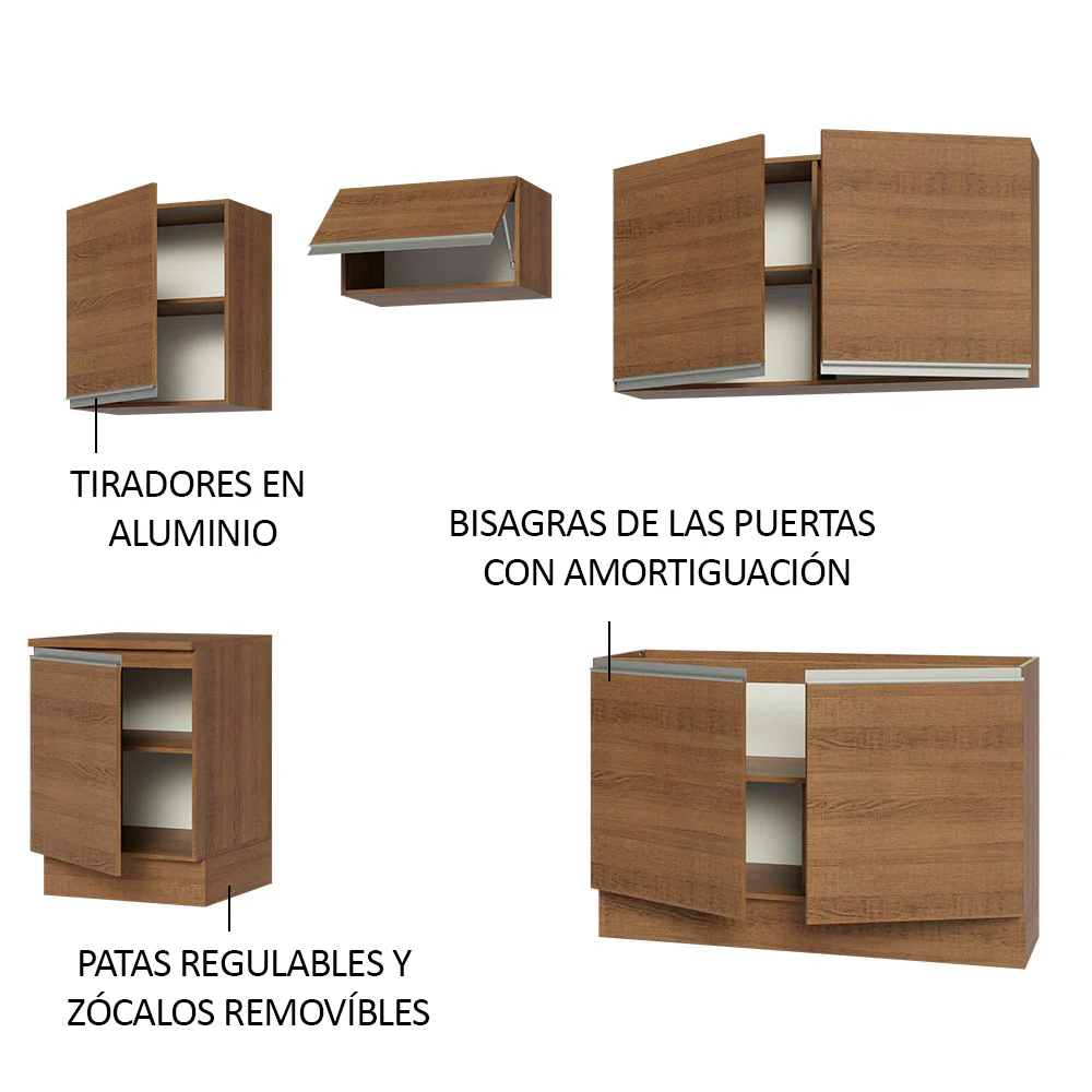 Combo completo de Cocina 240cm Marrón Glamy Madesa 09 - Image 4