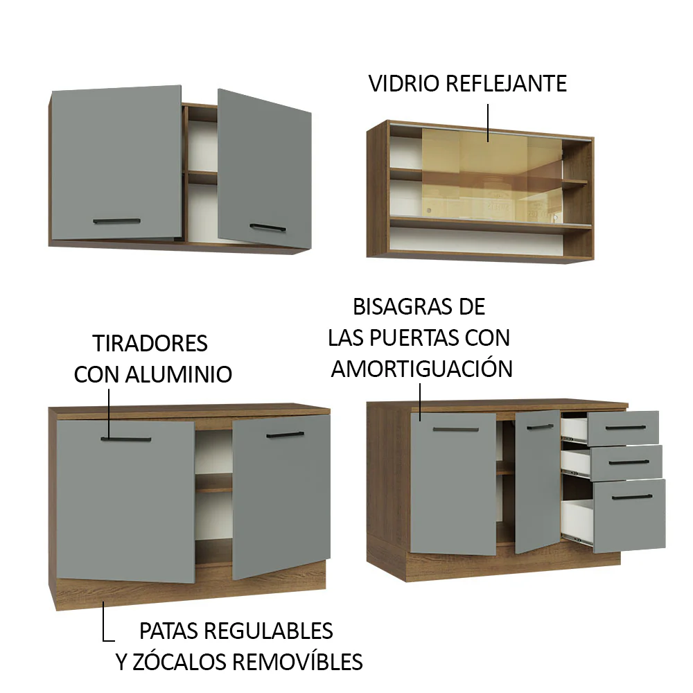 Combo completo de Cocina 240cm Marrón/Gris 60cm de Profundidad Agata Madesa 01 - Image 4