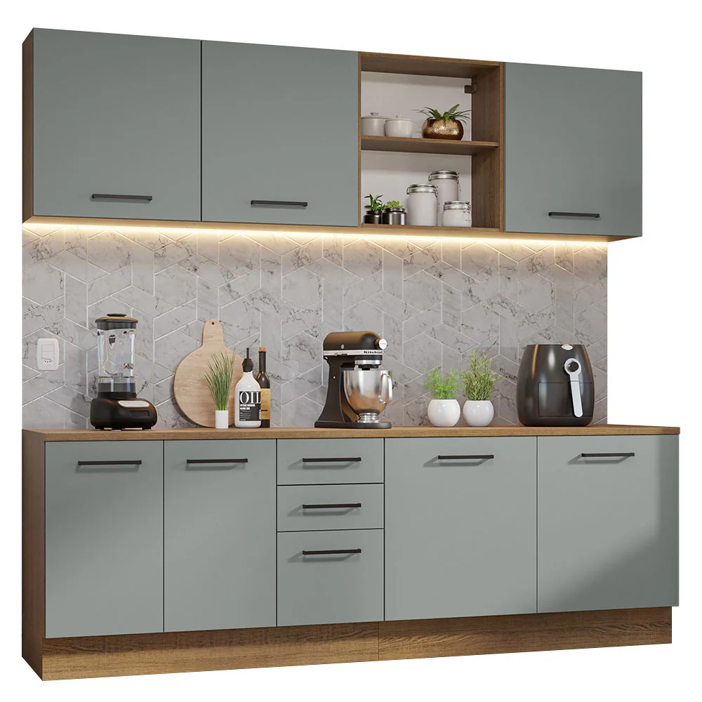 Combo completo de Cocina 240cm Marrón/Gris 60cm de Profundidad Agata Madesa 02 - Image 2