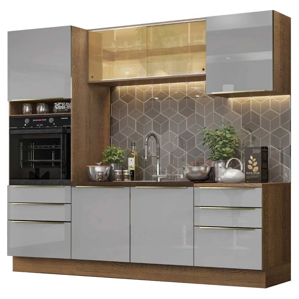Combo completo de Cocina 240cm Marrón/Gris Lux Madesa 02 - Image 2
