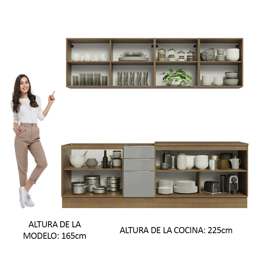 Combo completo de Cocina 240cm Marrón/Gris Lux Madesa 05 - Image 5