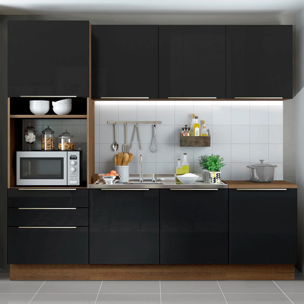 Combo completo de Cocina 240cm Marrón/Negro Lux Madesa 03