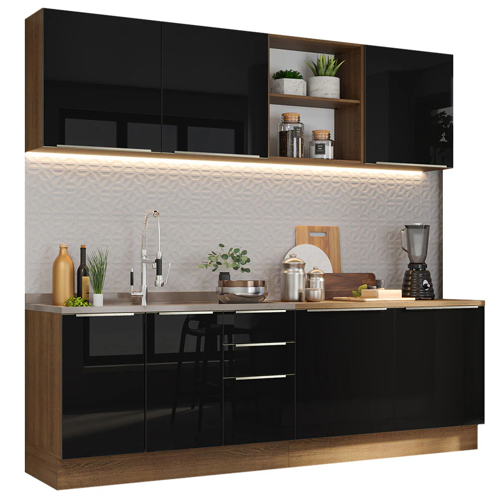 Combo completo de Cocina 240cm Marrón/Negro Lux Madesa 05 - Image 2