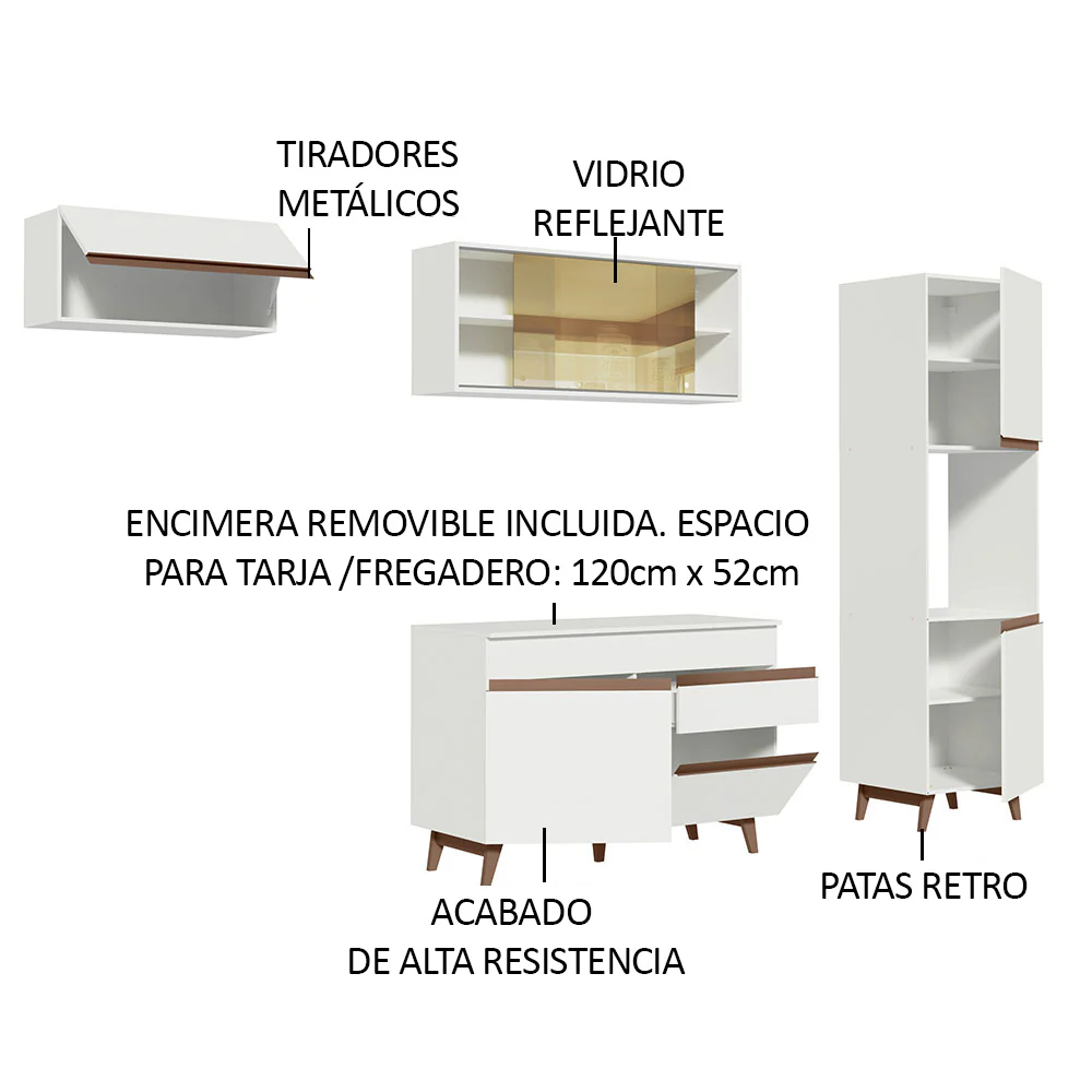 Combo completo de Cocina 250cm Blanco Reims Madesa 03 - Image 4