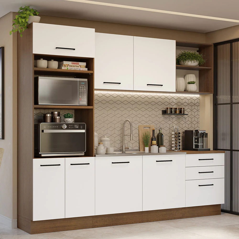 Combo completo de Cocina 250cm Marrón/Blanco Agata Madesa 01