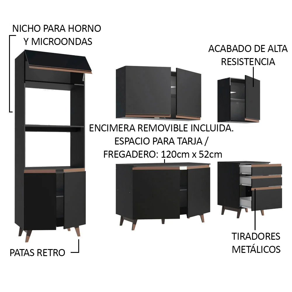 Combo completo de Cocina 250cm Reims Negro - Image 6