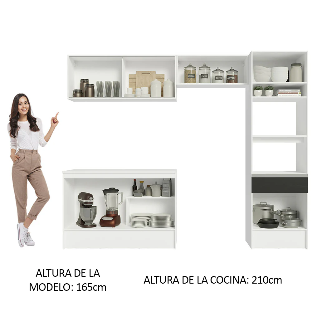 Combo Completo de Cocina 260 cm Blanco/Negro Diamante Madesa 02 - Image 5