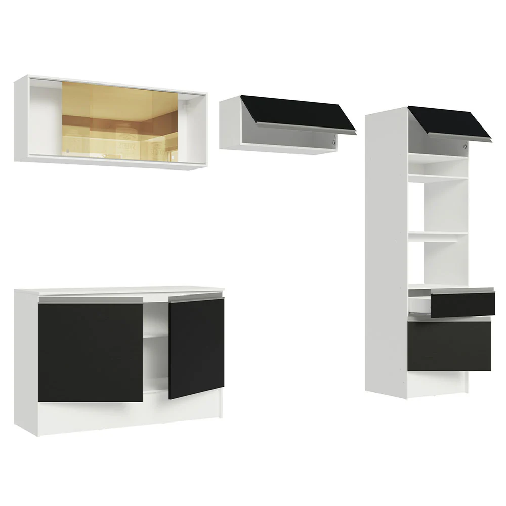 Combo Completo de Cocina 260 cm Blanco/Negro Diamante Madesa 02 - Image 8