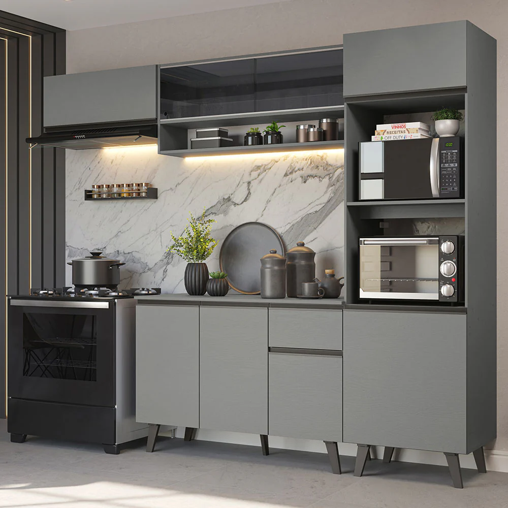 Combo Completo de Cocina 260 cm Gris Nice Madesa 03
