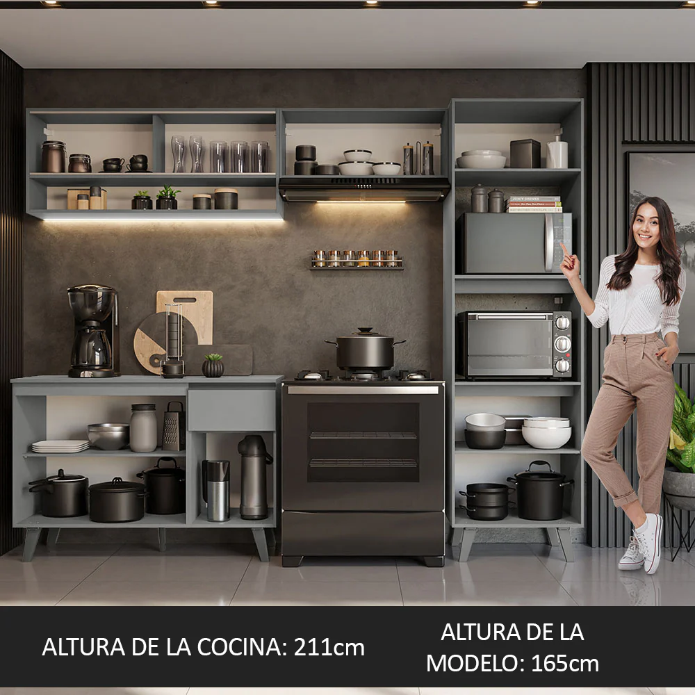 Combo Completo de Cocina 260 cm Gris Nice Madesa 08 - Image 5