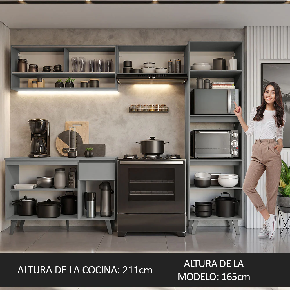 Combo Completo de Cocina 260 cm Gris Nice Madesa 09 - Image 5