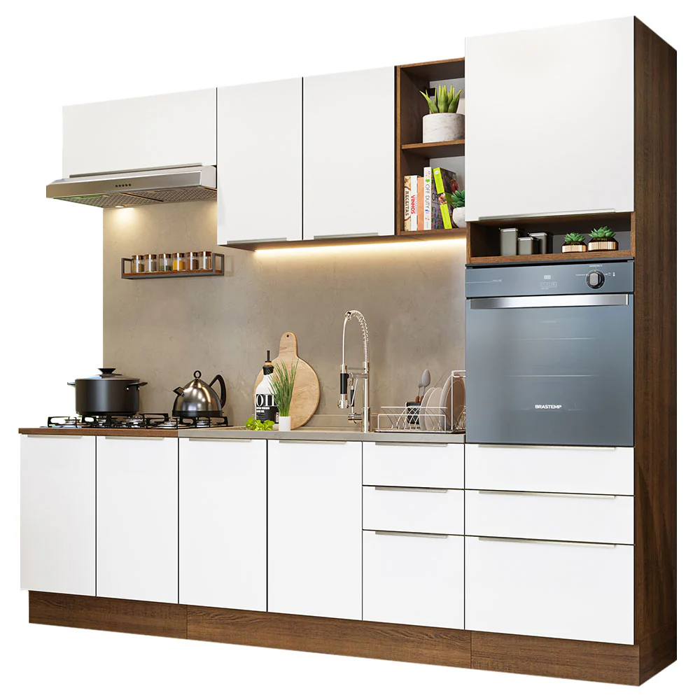 Combo Completo de Cocina 260 x 60 cm Marrón/Blanco Aterciopelado Lux Madesa 08 - Image 3