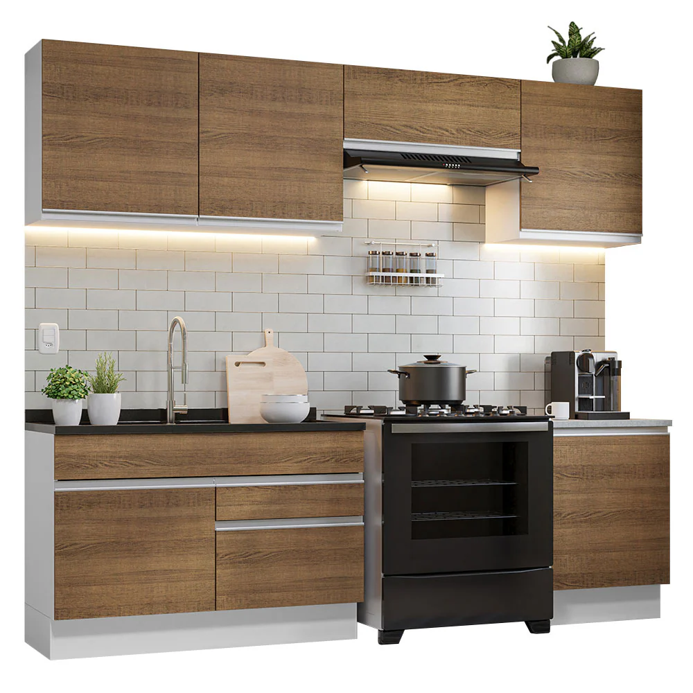Combo completo de Cocina 260cm Blanco/Marrón Glamy 04 - Image 3