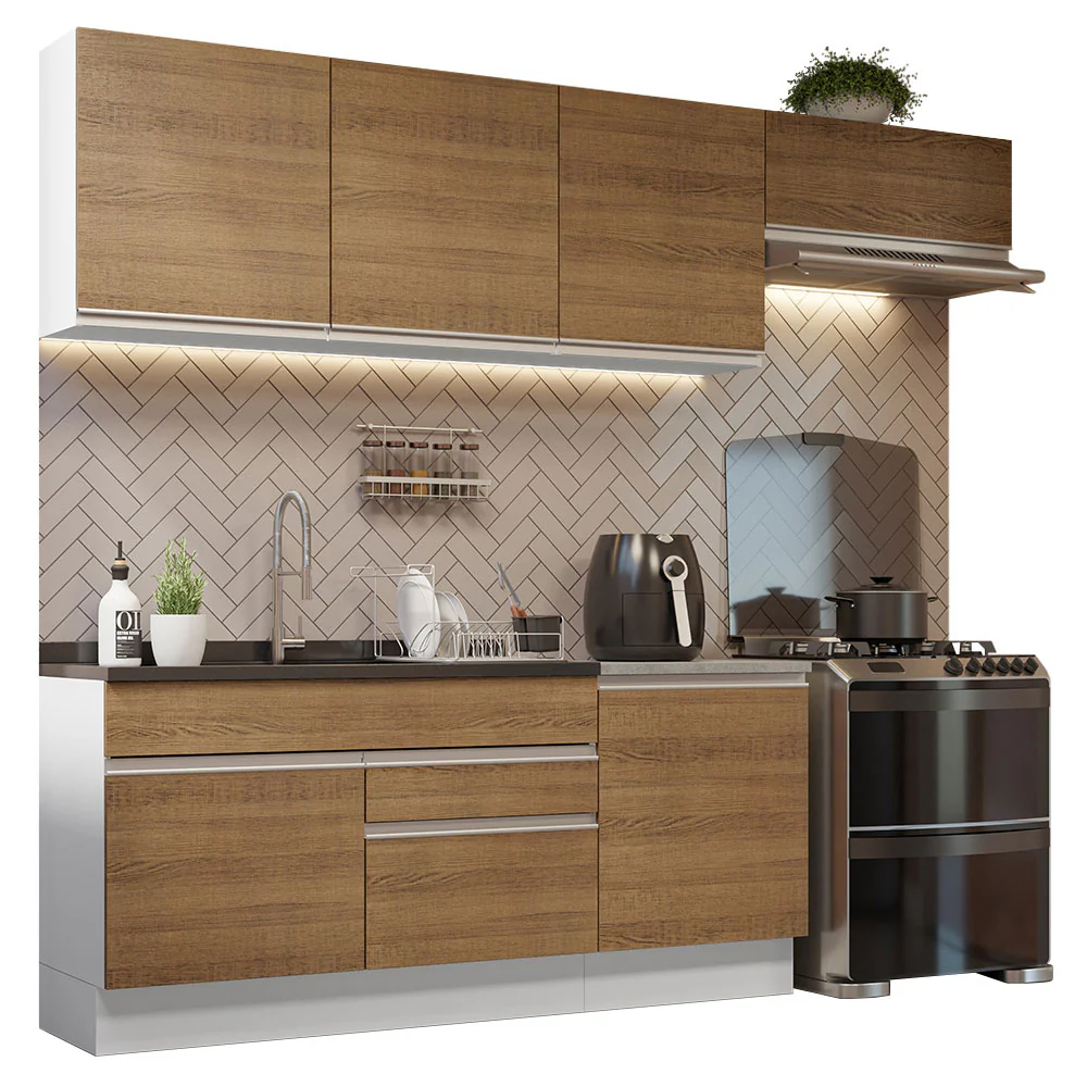 Combo completo de Cocina 260cm Blanco/Marrón Glamy Madesa 03 - Image 2
