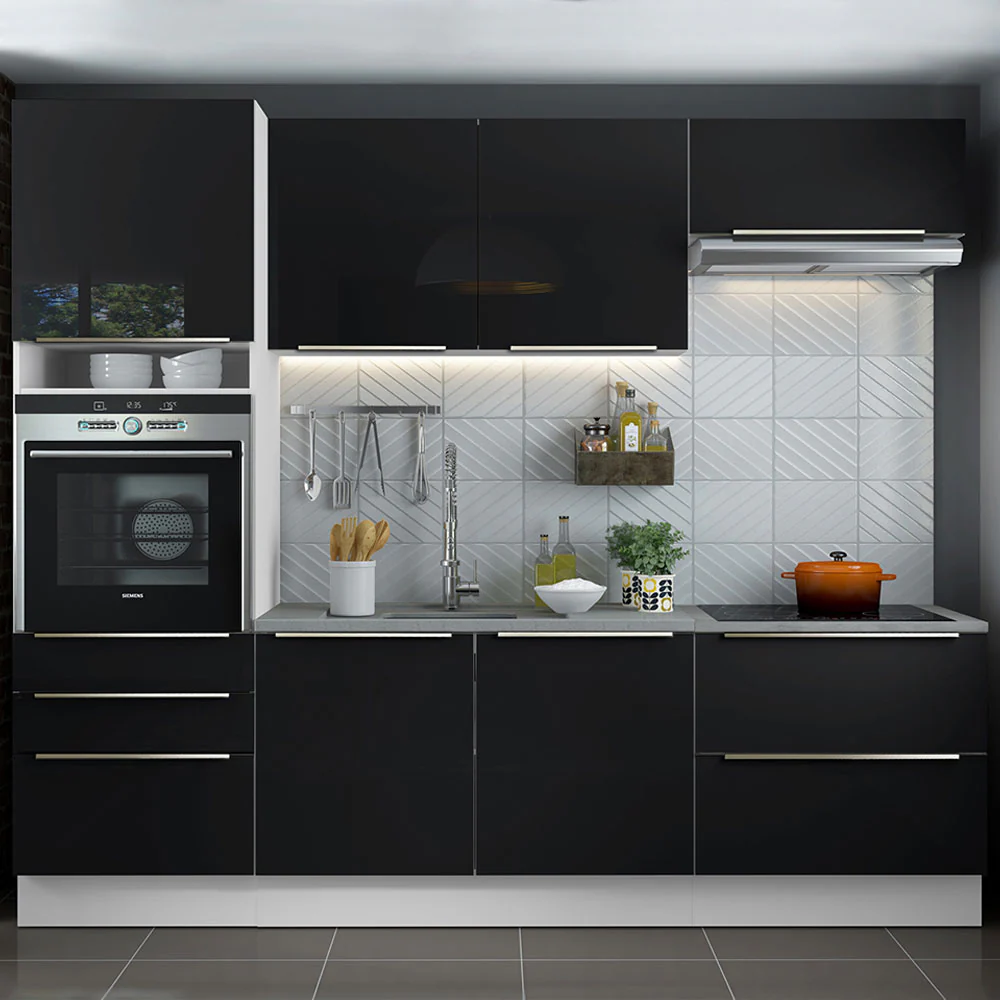 Combo completo de Cocina 260cm Blanco/Negro Lux Madesa 01