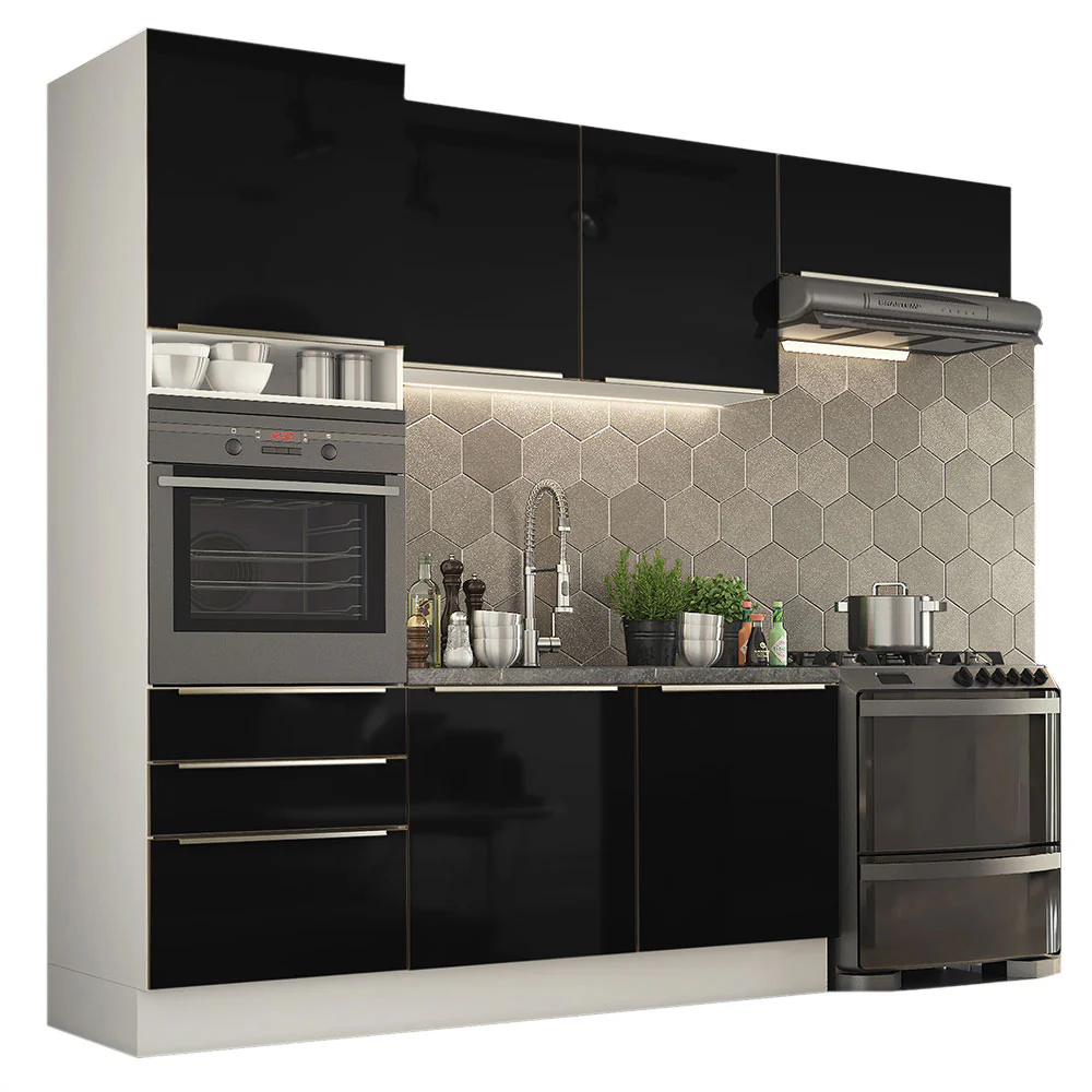 Combo completo de Cocina 260cm Blanco/Negro Lux Madesa 03 - Image 2