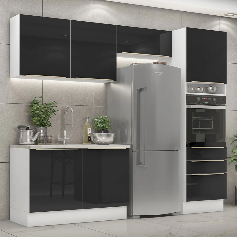 Combo completo de Cocina 260cm Blanco/Negro Lux Madesa 05