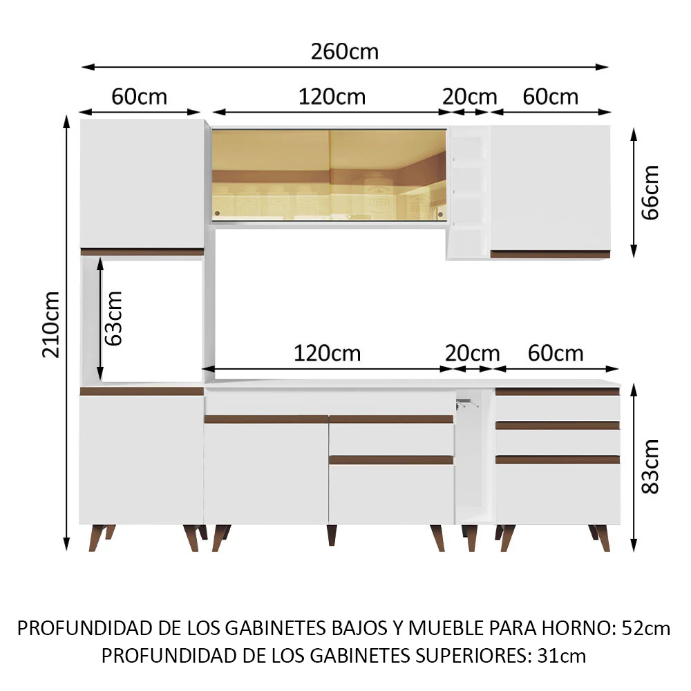 Combo completo de Cocina 260cm Blanco Reims Madesa 04 - Image 2