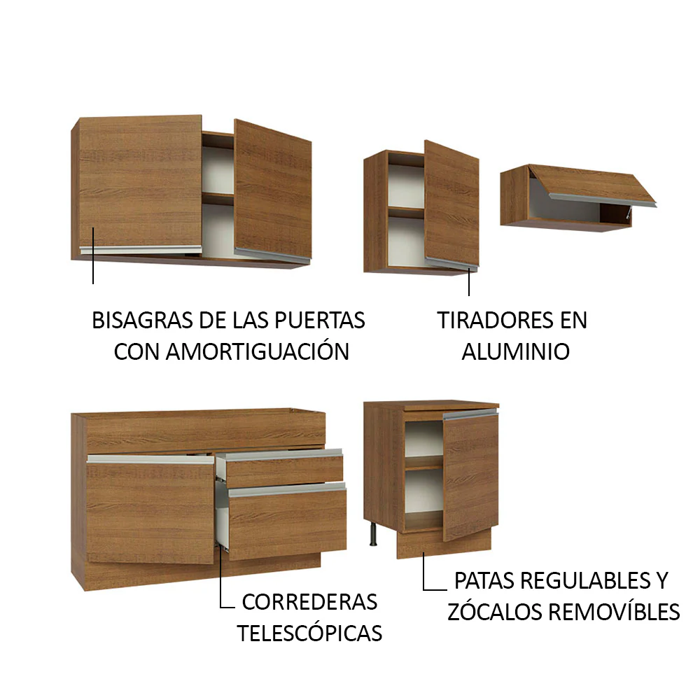 Combo completo de Cocina 260cm Marrón Glamy Madesa 03 - Image 4