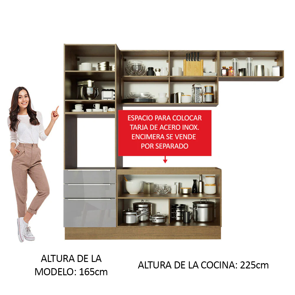 Combo completo de Cocina 260cm Marrón/Gris Lux Madesa 03 - Image 5