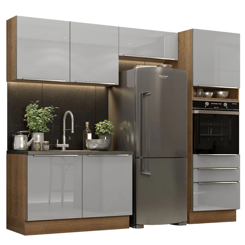 Combo completo de Cocina 260cm Marrón/Gris Lux Madesa 05 - Image 2