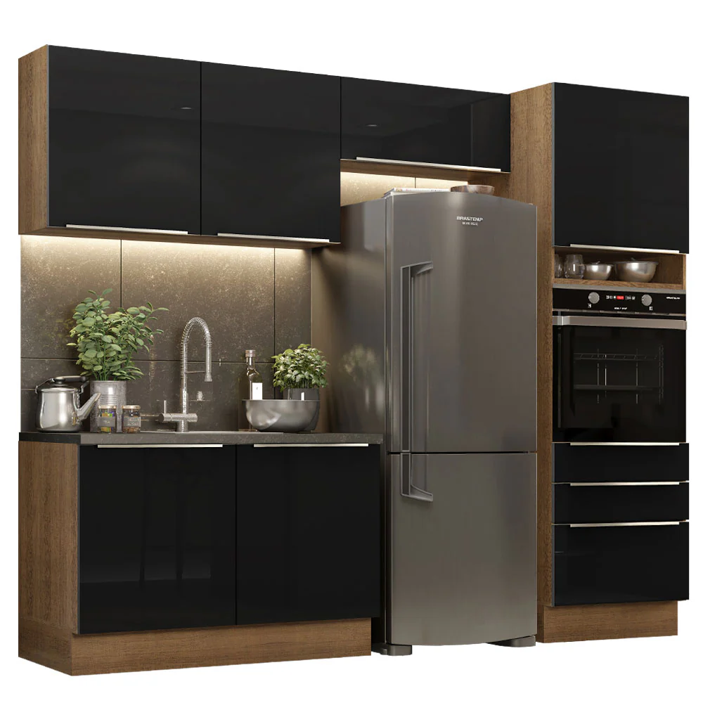 Combo completo de Cocina 260cm Marrón/Negro Lux Madesa 05 - Image 2