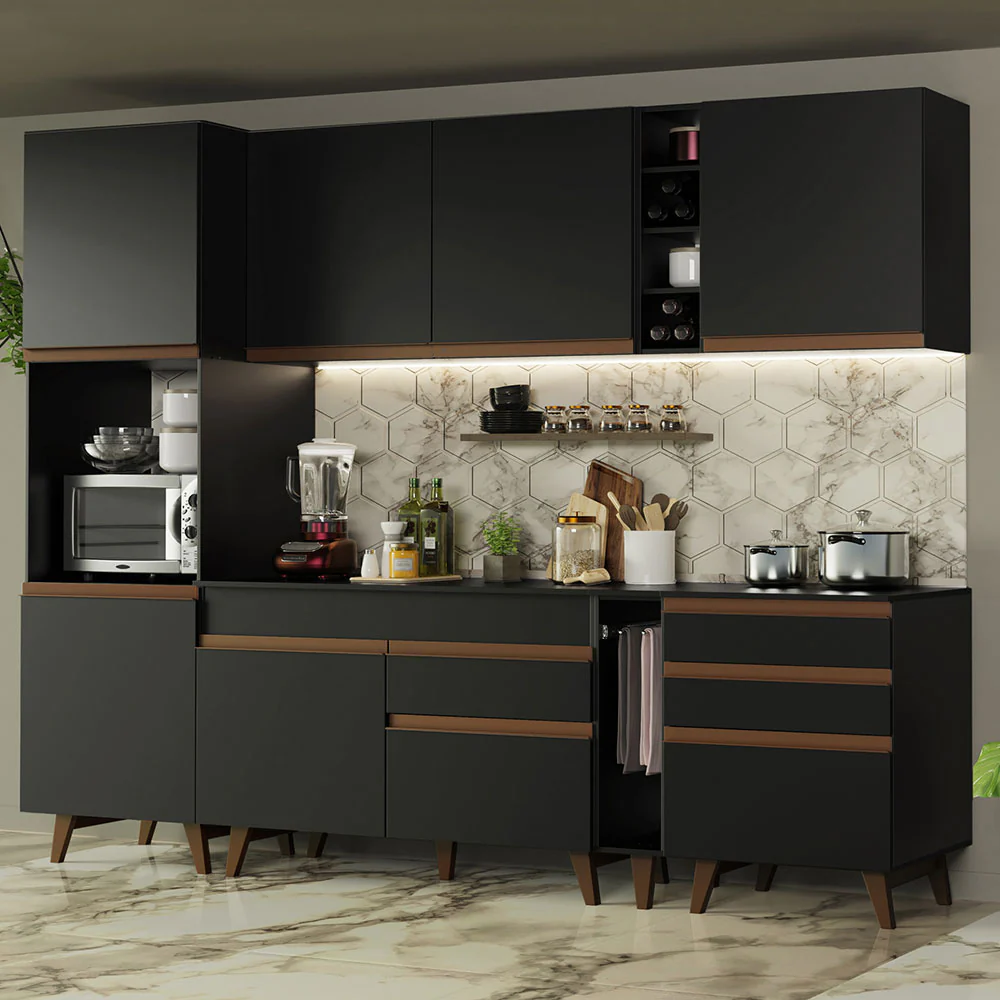 Combo completo de Cocina 260cm Negro Reims Madesa 05