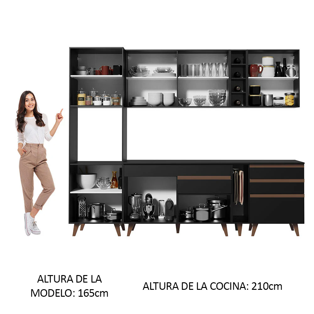 Combo completo de Cocina 260cm Negro Reims Madesa 05 - Image 5