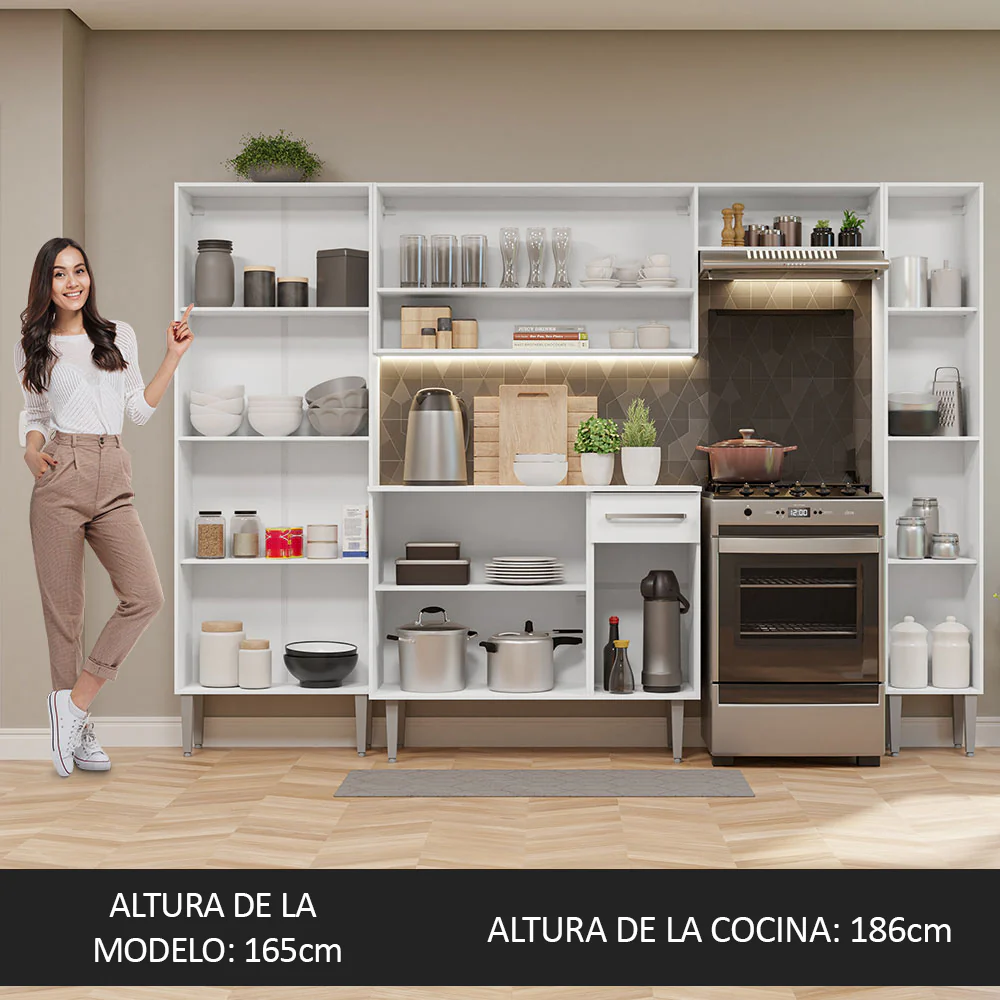 Combo Completo de Cocina 261cm Blanco Emilly Hit Madesa - Image 5