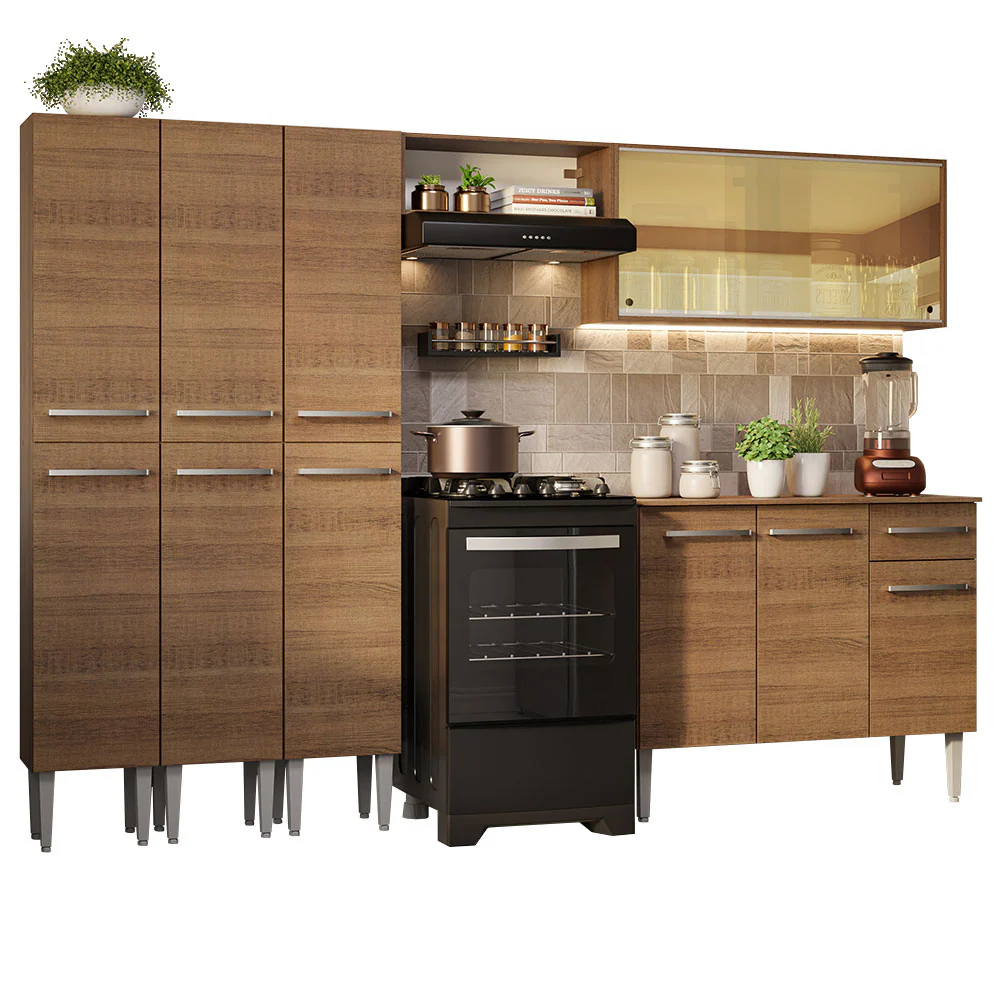 Combo completo de Cocina 261cm Emilly Madesa 05 - Marrón - Image 3