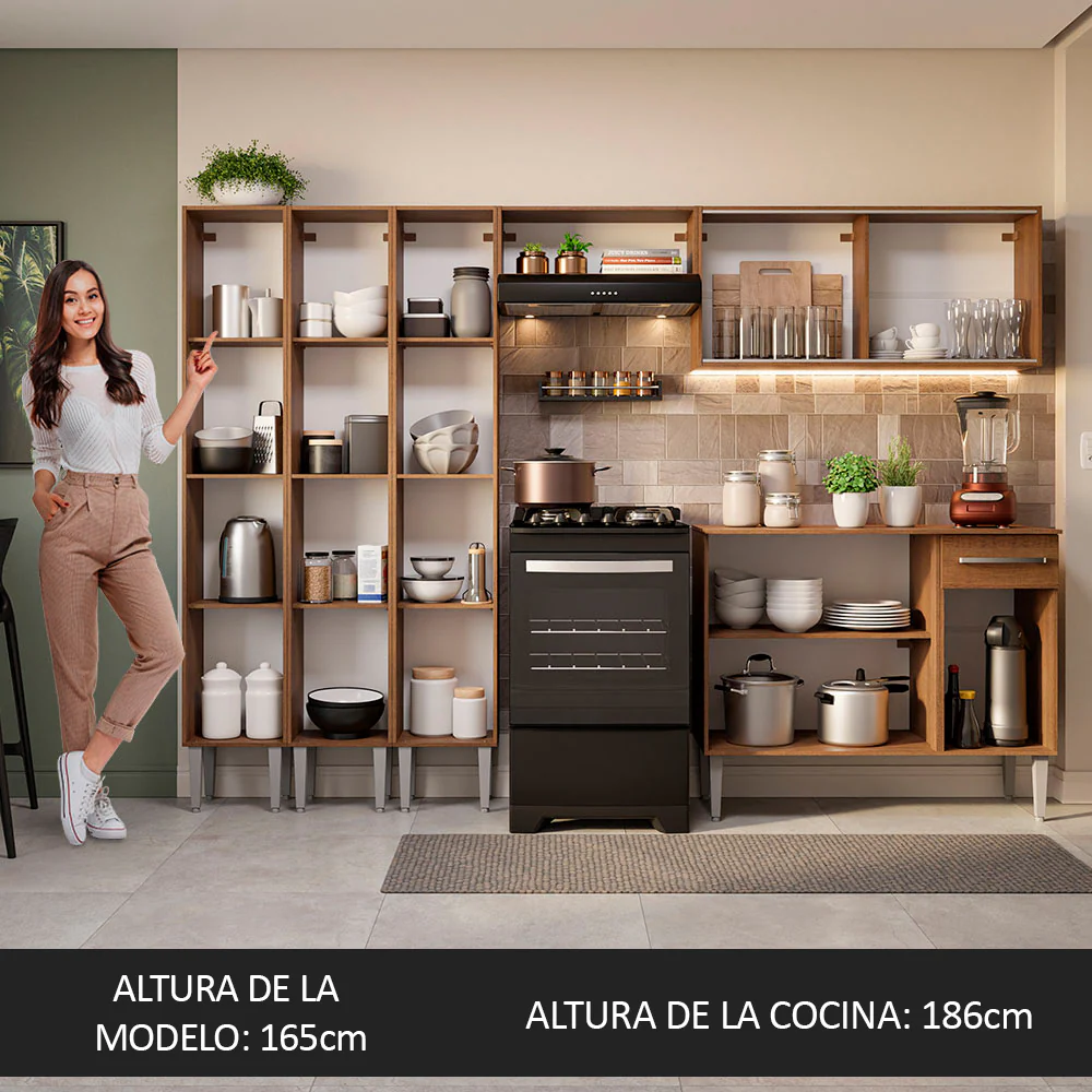 Combo completo de Cocina 261cm Emilly Madesa 05 - Marrón - Image 5