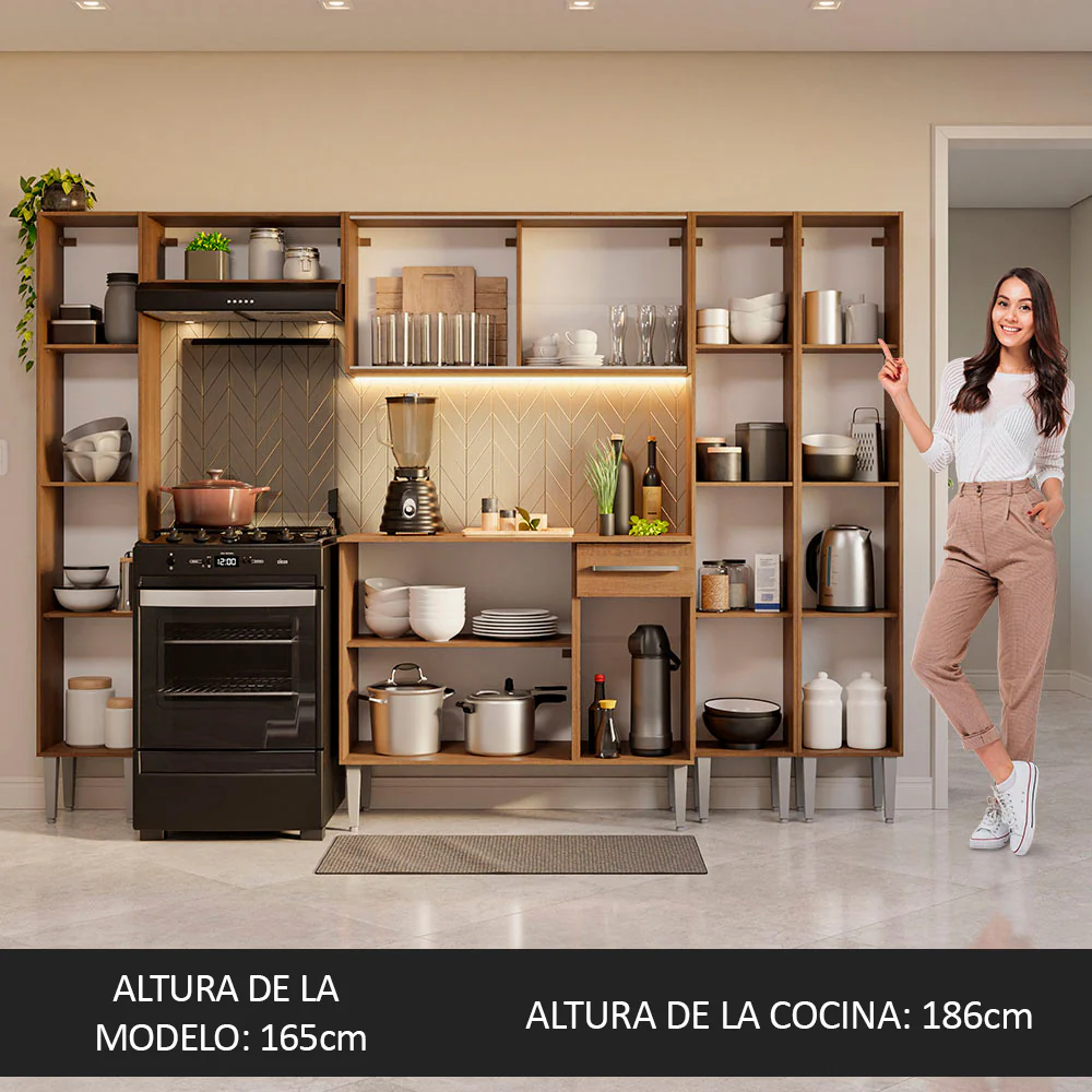 Combo completo de Cocina 261cm Emilly Madesa 07 - Marrón - Image 5