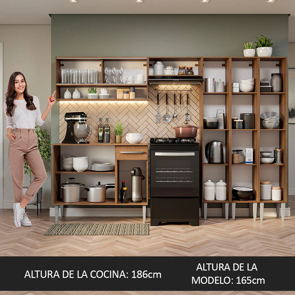 Combo completo de Cocina 261cm Emilly Madesa 08 - Marrón - Image 5