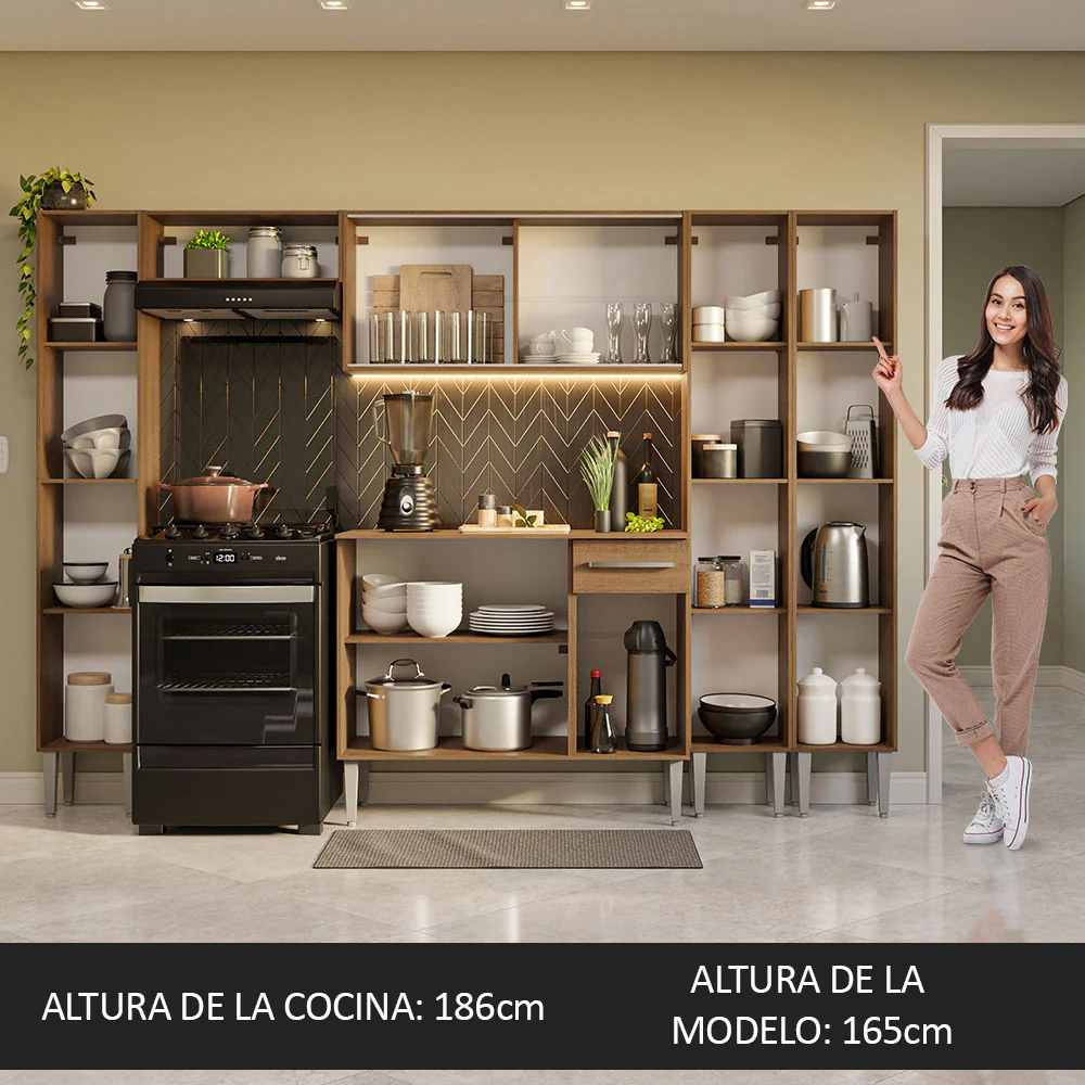 Combo completo de Cocina 261cm Marrón Emilly Madesa 06 - Image 5