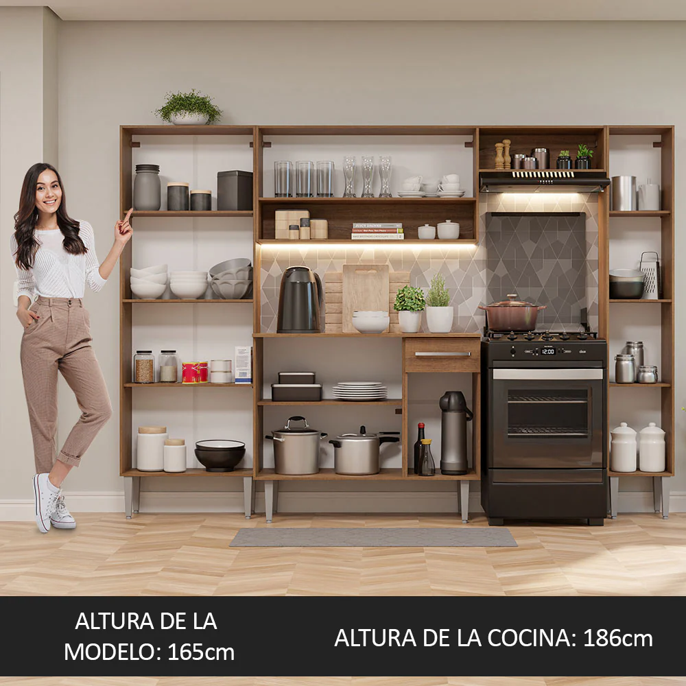 Combo Completo de Cocina 261cm Marrón/Gris Emilly Hit Madesa - Image 5