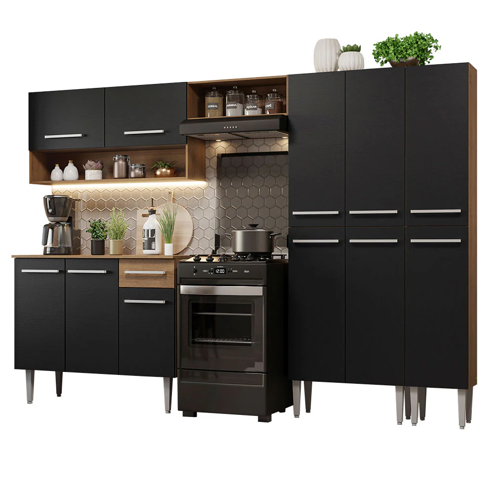 Combo completo de Cocina 261cm Marrón/Negro Emilly Madesa 02 - Image 2