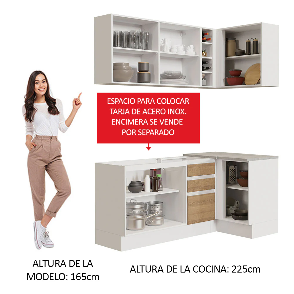 Combo completo de Cocina Esquinera 269cm Glamy Madesa 01 B/M - Image 5