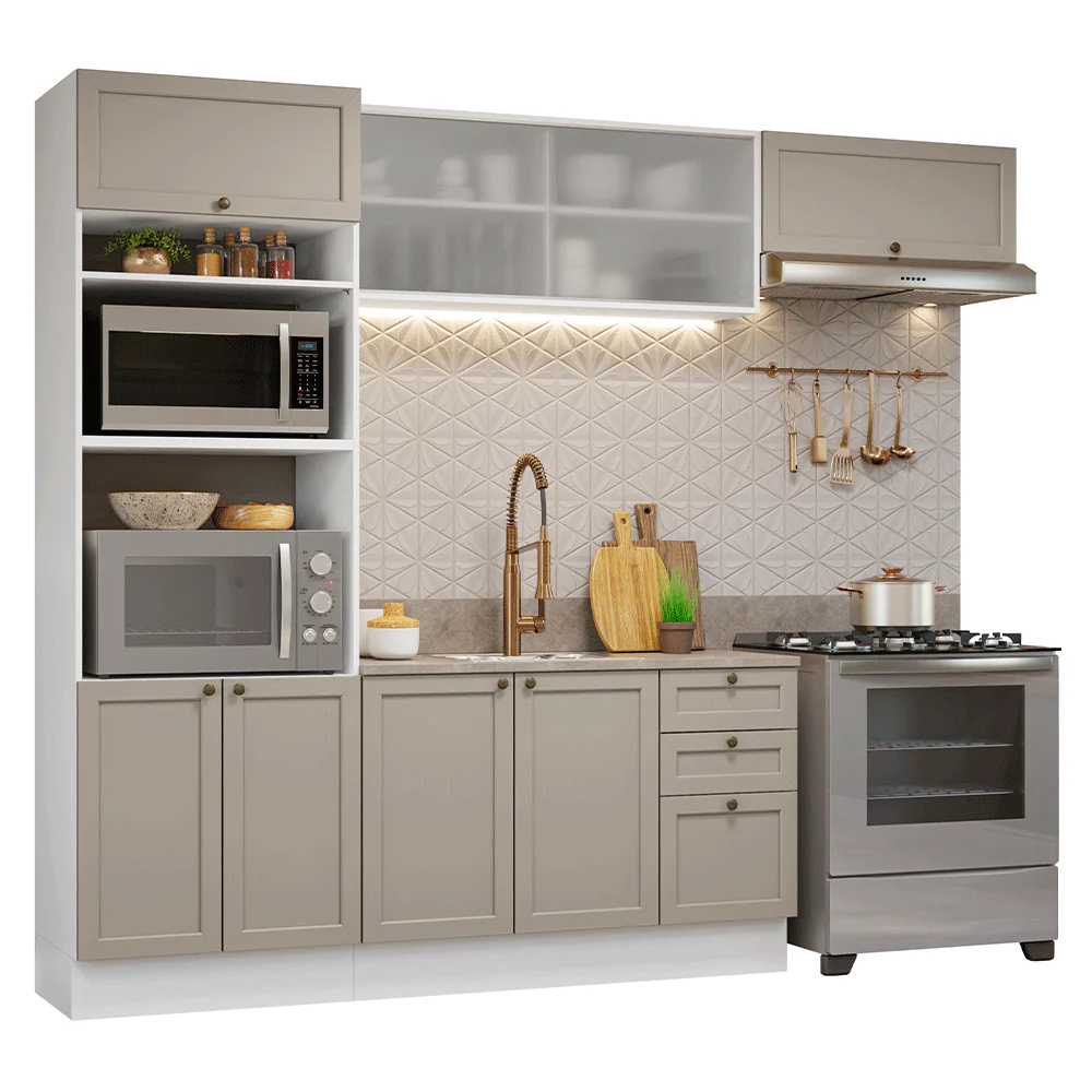 Combo completo de Cocina 270 cm Blanco/Crema Vik Madesa 03 - Image 3
