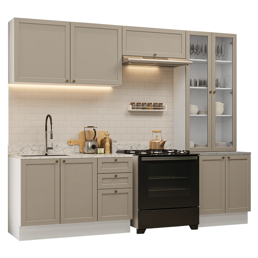 Combo completo de Cocina 270 cm Blanco/Crema Vik Madesa 06 - Image 3