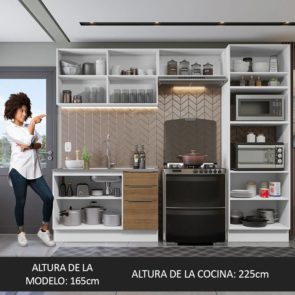 Combo Completo de Cocina 270 cm Blanco/Marrón Stella Madesa 05 - Image 5