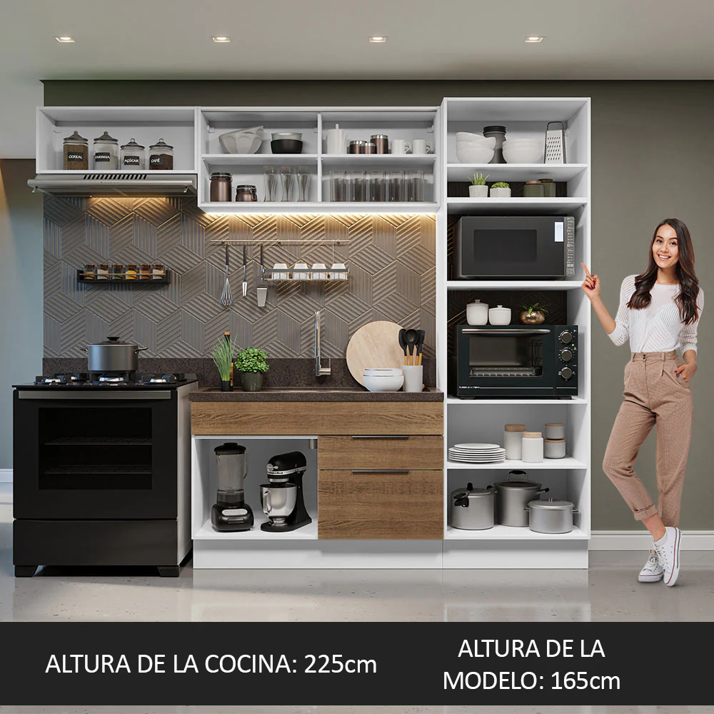 Combo Completo de Cocina 270 cm Blanco/Marrón Stella Madesa 08 - Image 5