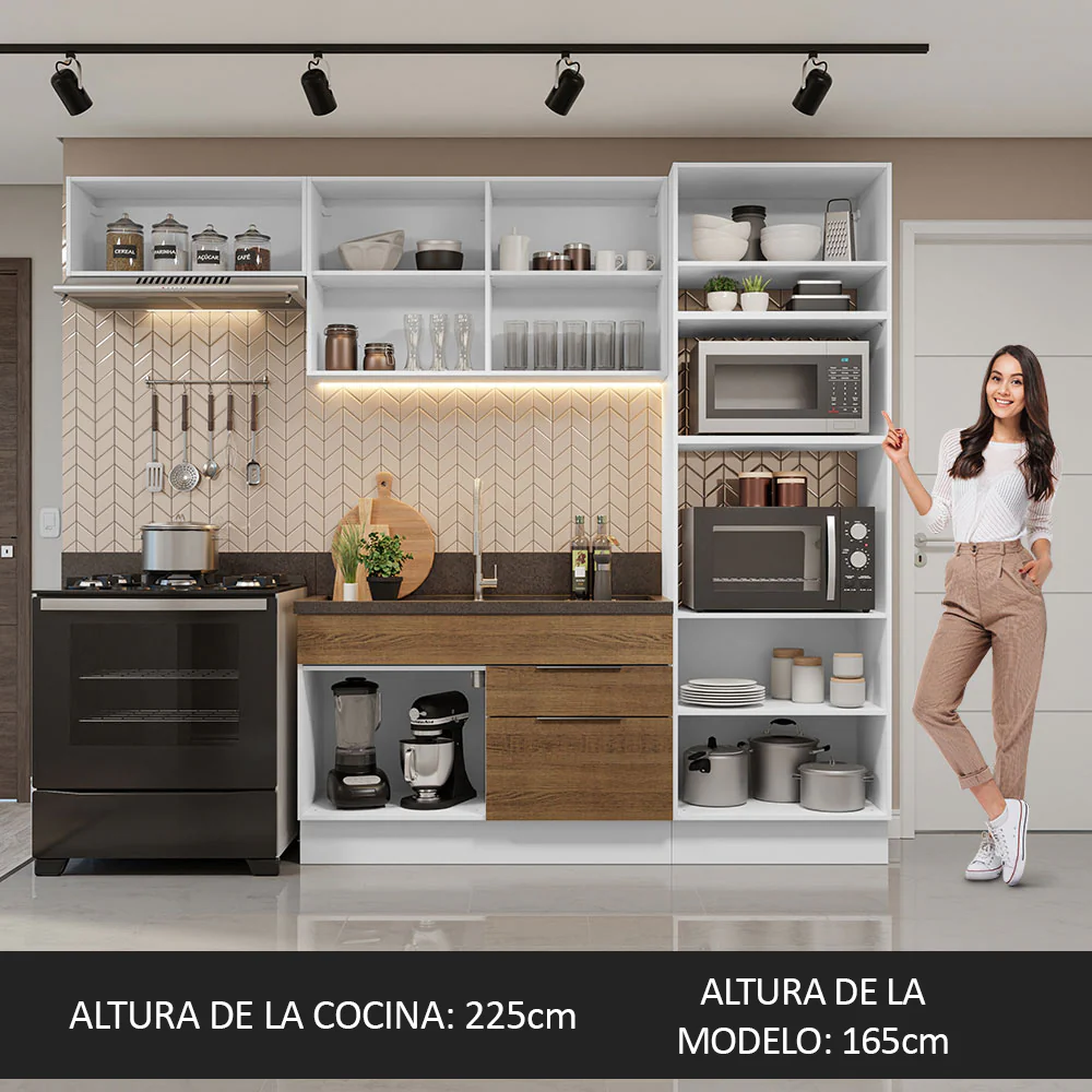 Combo Completo de Cocina 270 cm Blanco/Marrón Stella Madesa 10 - Image 5