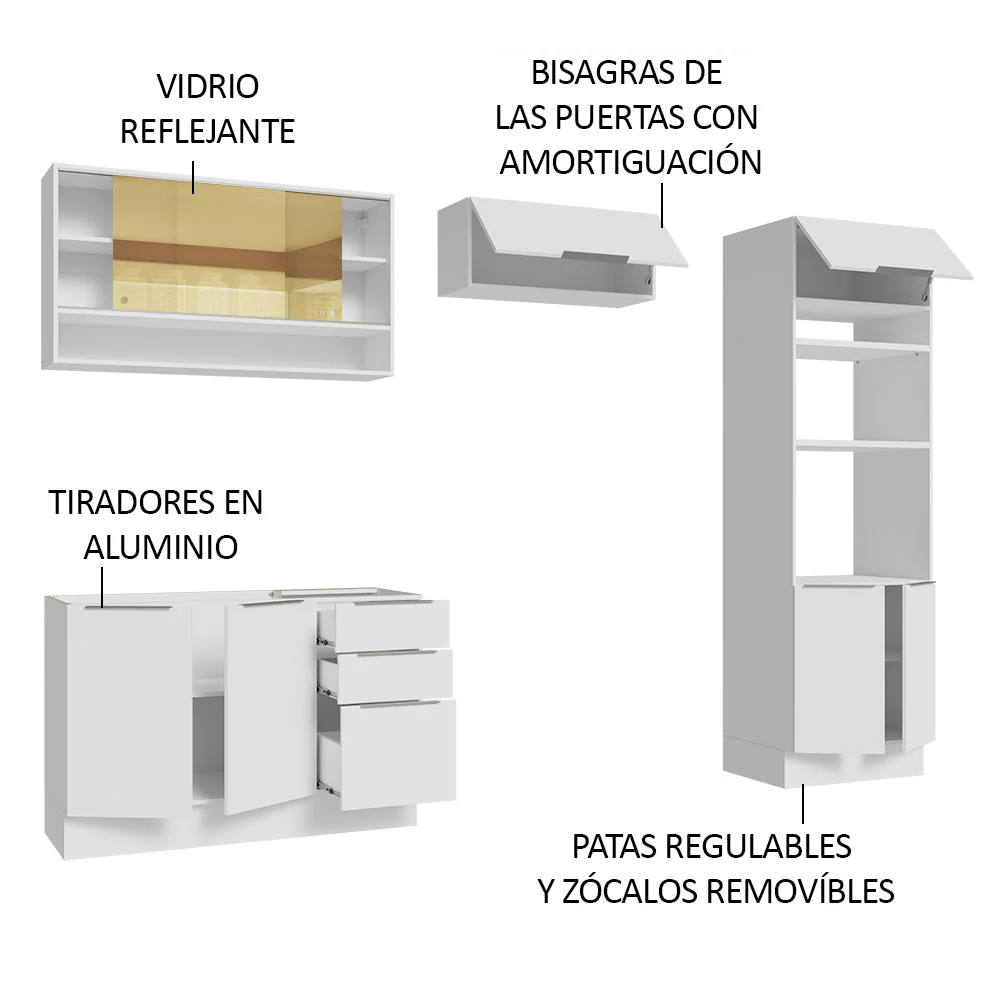 Combo Completo de Cocina 270 cm Blanco Stella Madesa 07 - Image 4